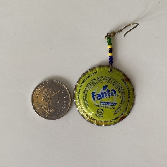 Handcrafted Fanta bottle earrings - Picture 6 of 6